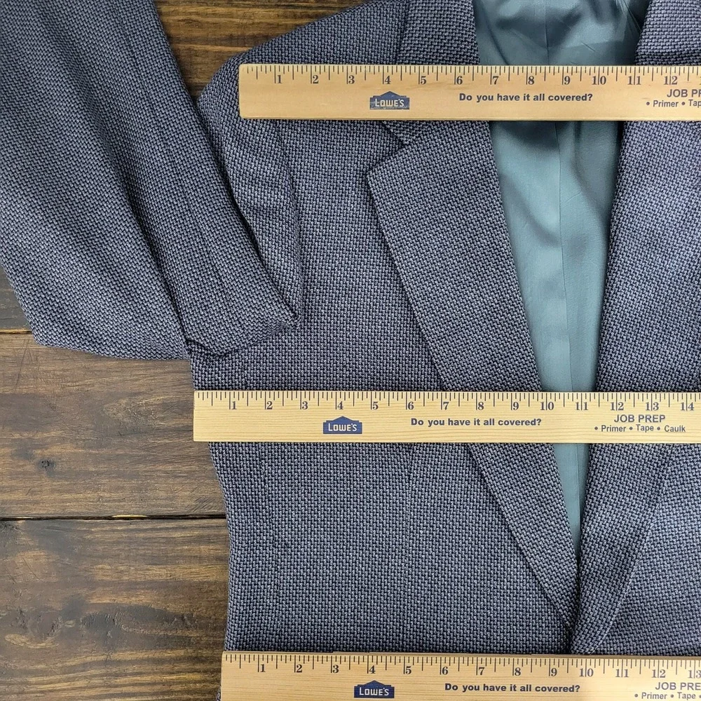 Stafford Men's Sport Coat Blazer Two Button Blue‎ Gray Silk Wool Blend Size 40L